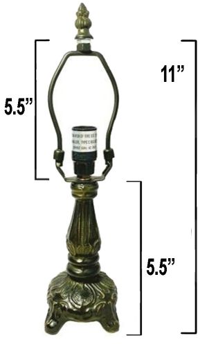 32008-Grecian Metal Lamp Base, Dark Bronze Finish with Gold Highlts, 11"