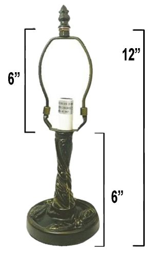 32013- Twisted Dragonfly Metal Lamp Base, Dark Bronze Finish with Gold Highlts, 12"