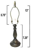 32017- Lily Metal Lamp Base, Dark Bronze Finish with Gold Highlts, 13" 