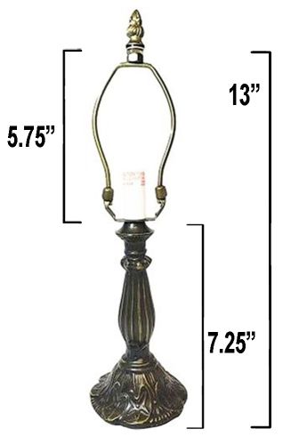 32017- Lily Metal Lamp Base, Dark Bronze Finish with Gold Highlts, 13" 