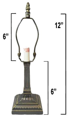 32018- Mission Metal Lamp Base, Dark Bronze Finish with Gold Highlts, 12"