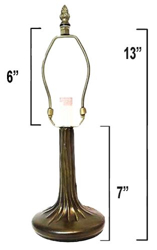 32019- Tree Trunk Metal Lamp Base, Dark Bronze Finish with Gold Highlts, 13" 