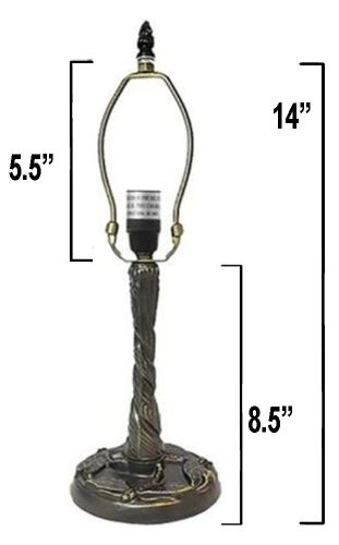 32020- Twisted Dragonfly Metal Lamp Base, Dark Bronze Finish with Gold Highlts, 14"