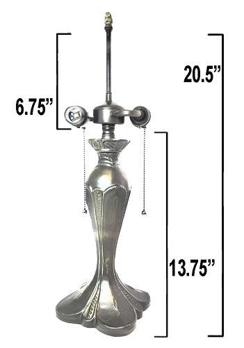 32041- Tulip Metal Lamp Base, Dark Bronze Finish with Gold Highlts, 20.5"