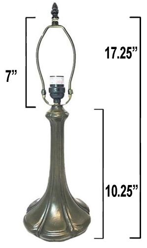 32045- Nouveau Petal Metal Lamp Base, Dark Bronze Finish with Gold Highlts, 17.25"