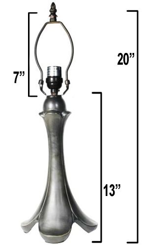 32052- Tulipa Metal Lamp Base, Dark Bronze Finish with Gold Highlts, 20"