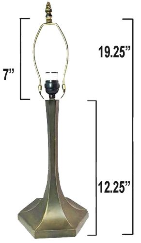 32081-Contemporary Metal Lamp Base, Dark Bronze Finish with Gold Highlts, 19.25 