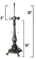 32091- Pedestal Metal Lamp Base, Dark Bronze Finish with Gold Highlts, 24"