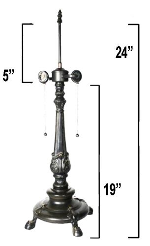 32091- Pedestal Metal Lamp Base, Dark Bronze Finish with Gold Highlts, 24"