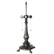 32091- Petastal Metal Lamp Base, Antique Bronze Finish With Gold Highlts, 24" Tall