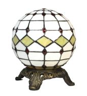 83154-Globe Stained Glass Lamp with Satin Bronze Finish Base