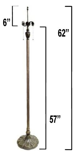85002- Pedestal Floor Metal Lamp Base Dark Bronze Finish with Gold Highlts, 62" Tall