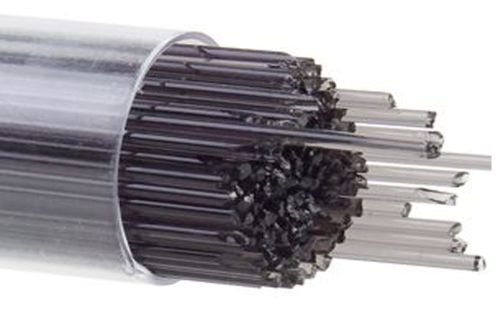 BU112907- Bullseye Glass Stringers 1mm Charcoal Gray Transparent 90 COE