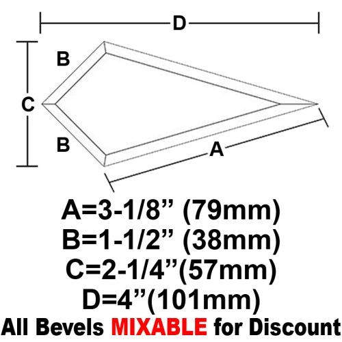 BVT03CS-Case 720ea. Tear Drop Bevel 3-1/8"x1.5"x2-1/4"x4"x1.5" 