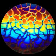 DC688A-CBS Thin Dichroic Rainbow 2 On Black Cool Lava 16"x19"  - 96 COE
