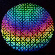 DC694A-CBS Thin Dichroic Rainbow 1 On Black Geodesic 16"x19" - 96 COE