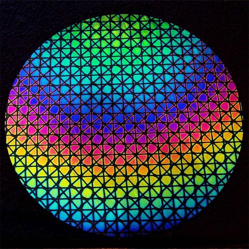 DC694B-CBS Thin Dichroic Rainbow 1 On Black Geodesic 8"x9" - 96 COE