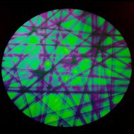 DC884B-CBS Thin DichroIC Emerald On Black Pixie Stix 9.5"Pie - 90 COE