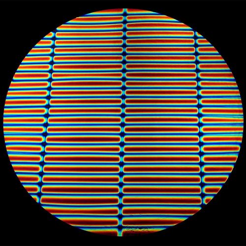 DC898B-CBS Thin Dichroic Rainbow 1 On Black 3/4"Stripes 8"x9"  - 90 COE