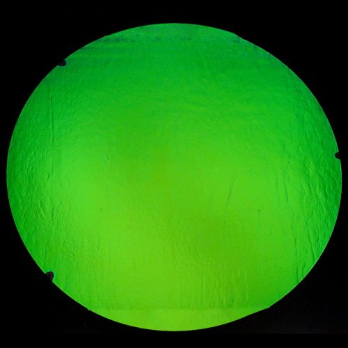 DC922C-CBS Florentine Dichroic Green On Black 4.75"Pie - 90 COE