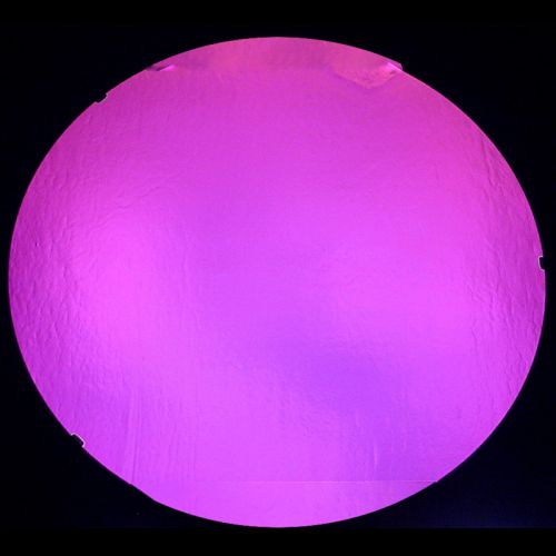 DC937B-CBS Thin Dichroic Green/Magenta On Clear Stripes 1 8"x9" - 90 COE