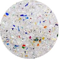DF522-CBS Float Glass Dich. Frit Flakes Rainbow Clear Med. 82 COE.