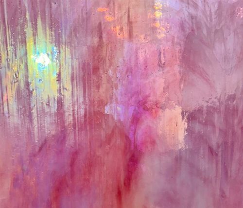 DG1160-Designer Glass Iridized Pink/White Wispy Opal