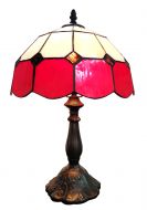83117-Red Stained Glass Lamp with Satin Bronze Finish Base